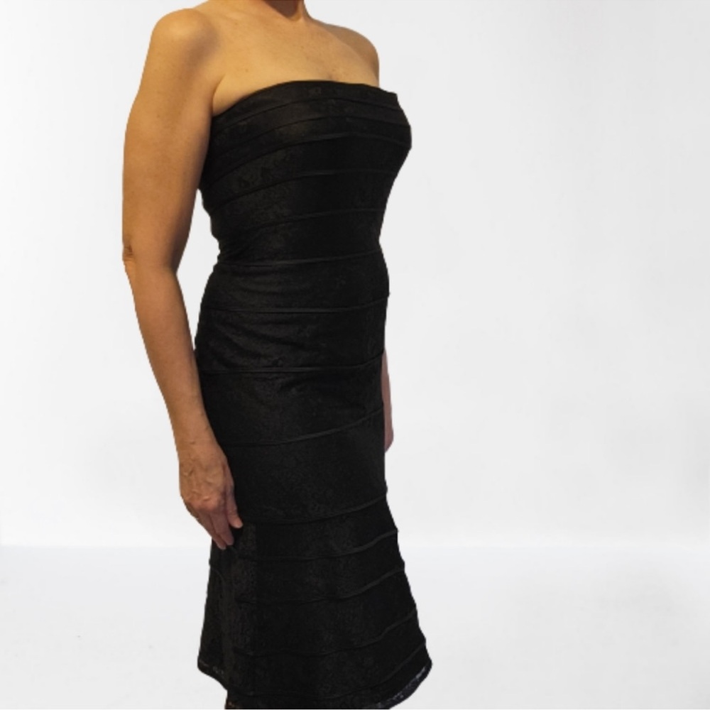 Tadashi Shoji Lace Black Strapless Cocktail Dress 6 Petite